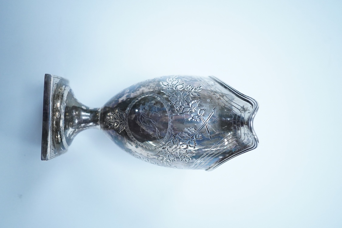 A George III silver helmet shaped cream jug, by Stephen Adams II, London, 1799, 12.8cm, 87 grams.